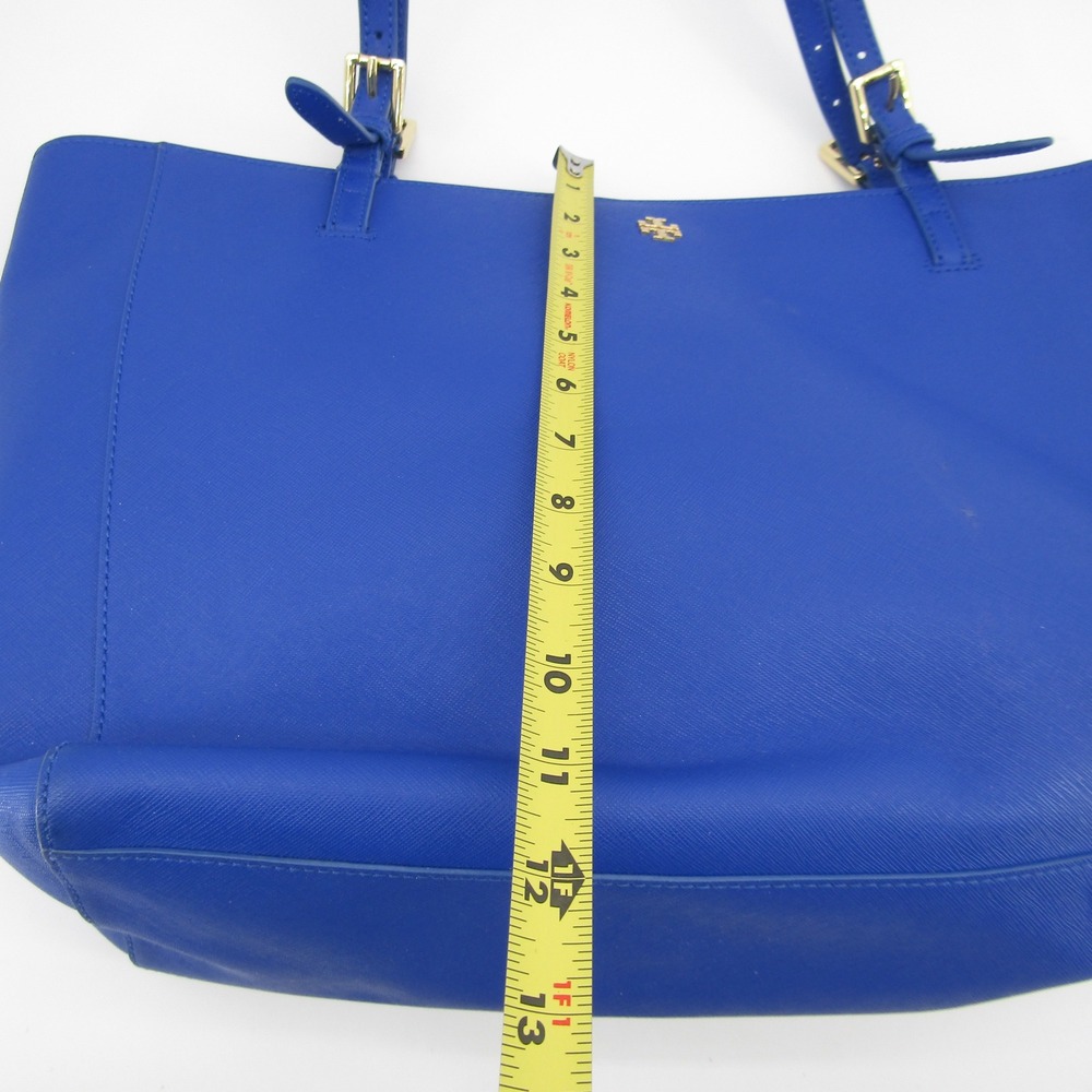 Tory Burch York Buckle Tote Royal Blue Saffiano Leather Gold Logo Shoulder Bag - Picture 10 of 10